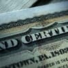 Close up of a paper bond certification. Article title: Bonds An Introduction